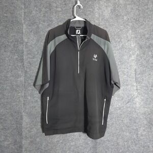 FootJoy Windbreaker Men XL Black Short Sleeve Quarter Zip The Strand Golf Jacket